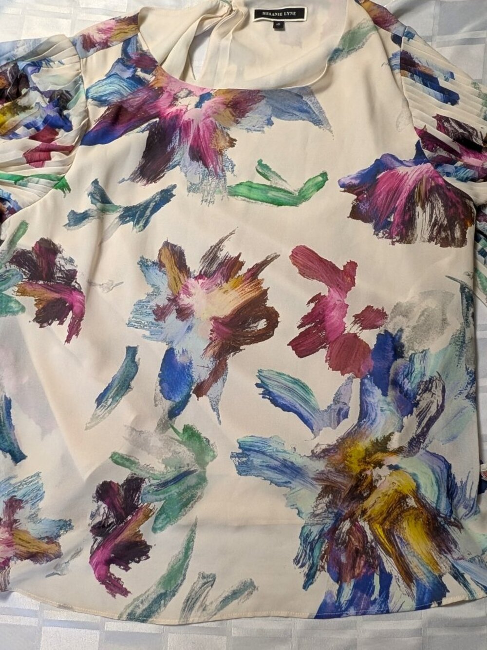 MELANIE LYNE WOMEN'S LONG SLEEVE SHIRT FLORAL PATTERN SIZE 16 WOMEN WEAR